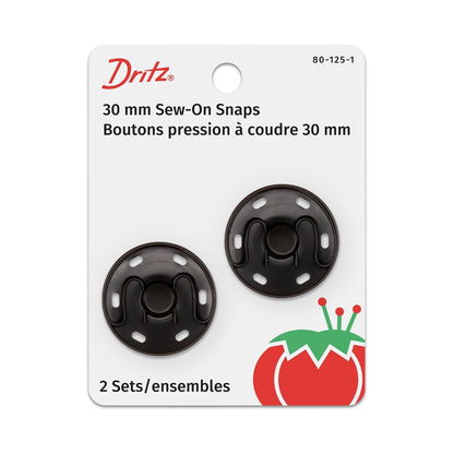 Dritz Broches de Costura 80-125-1, Color Negro, 30 mm, 2 Unidades