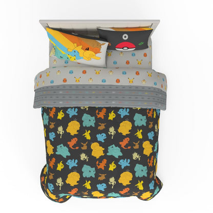Franco Pokémon Juego de Ropa de Cama, 7 Piezas, Tamaño Matrimonial - 7 Piece Full Size - Líneas de color Pokemon