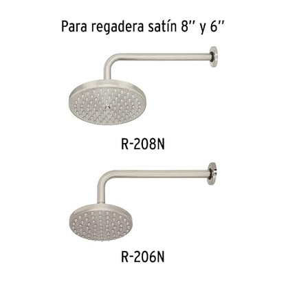 Foset Element BCH-720N, Brazo tipo gancho y chapetón, para regadera, acabado satín