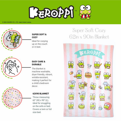 Franco Collectibles Keroppi Foodie Bedding - Manta súper Suave y acogedora, 62 x 90 Pulgadas, (Producto con Licencia Oficial)