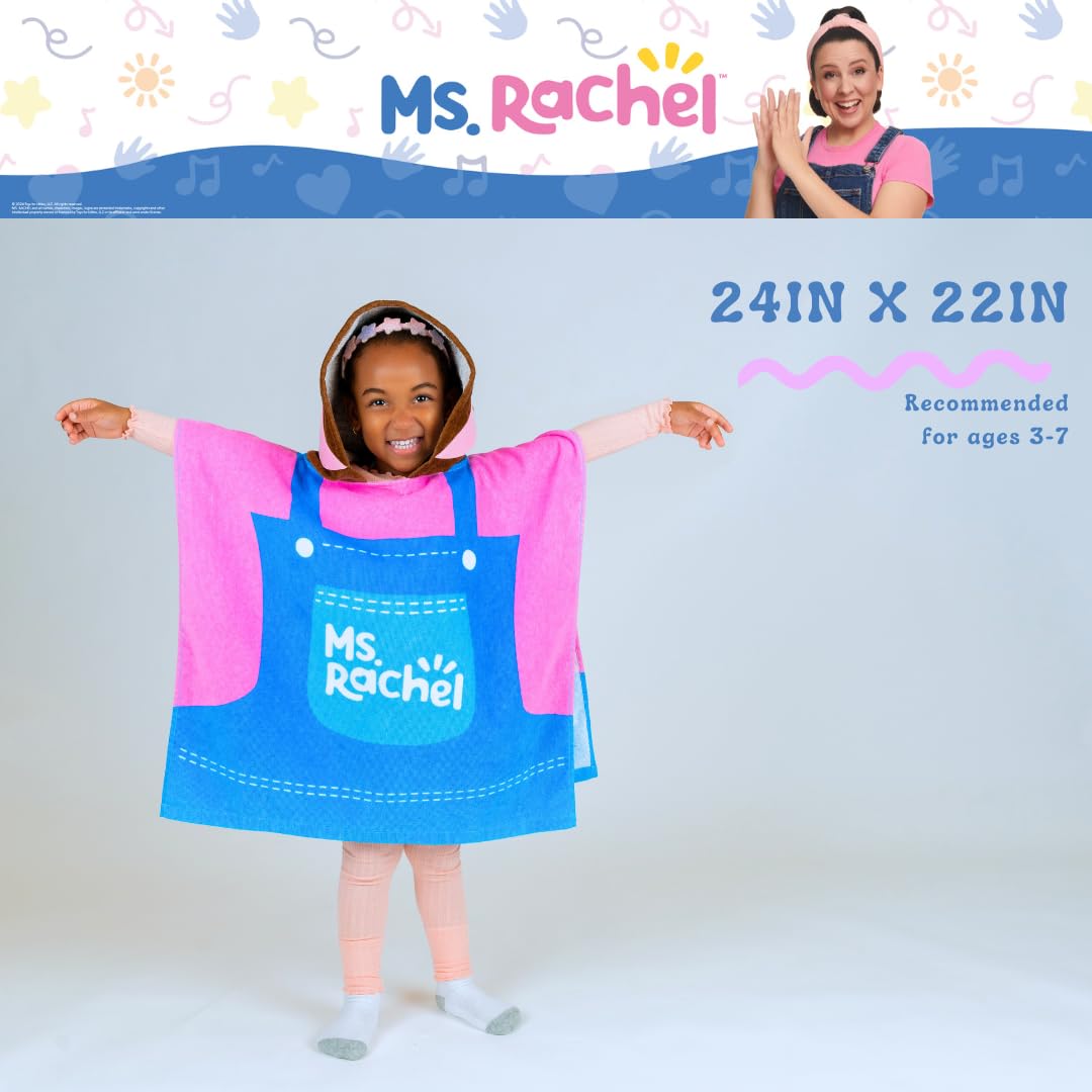 Franco Ms. Rachel - Toalla con Capucha para niños, para Playa, Piscina, baño, Campamento, 24 x 22 Pulgadas, Cubierta de algodón Absorbente, (Producto con Licencia Oficial)