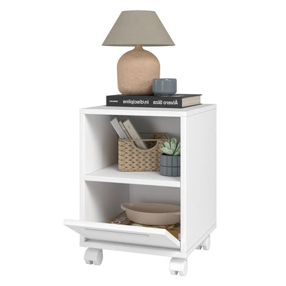 Midtown Concept Mesa Lateral de Noche, Mesita Auxiliar de Madera, Estilo Minimalista, Color Blanco