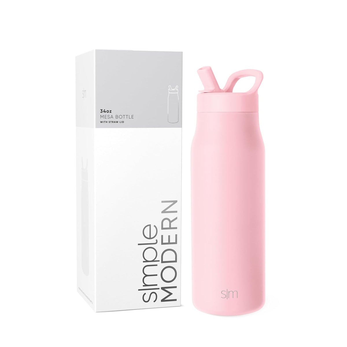Simple Modern Botella de Agua Infantil Mesa 475 ml Forest con Popote - 1 Litros - Blush