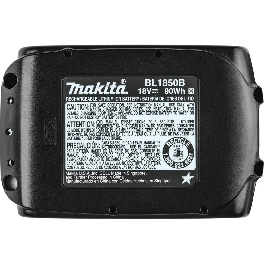 Makita BL1850B-2 18V LXT batería de iones de litio 5.0Ah, 2/paquete, negro | Hasta un 65% más de tiempo de ejecución, tiempo de carga de 45 minutos, carcasa resistente a impactos
