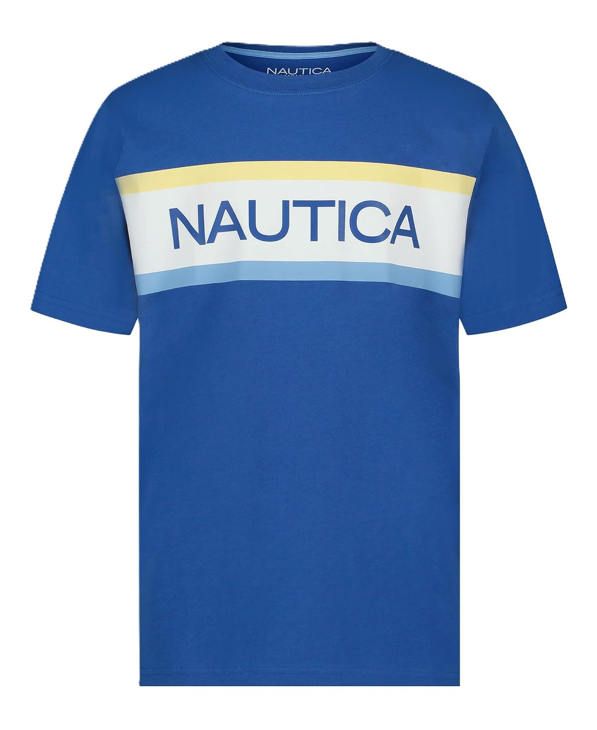 Nautica Playera de Manga Corta con Cuello Redondo para Niño - Azul Windsurf con rayas barredas - 8