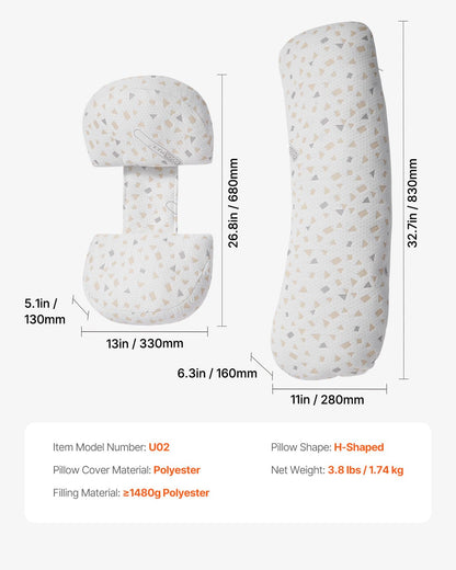 VEVOR - Almohadas de Embarazo para Dormir, Almohada de Maternidad Ajustable para Mujeres Embarazadas, Almohada Corporal Suave para Embarazo con Funda extraíble y Lavable para Soporte de Espalda