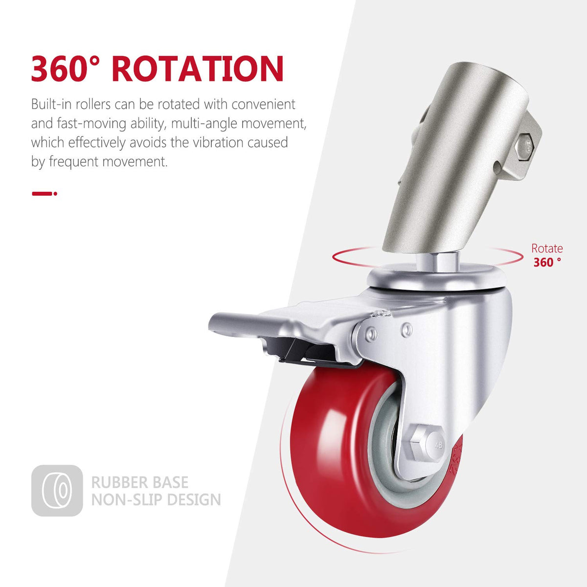 NEEWER 3 Packs Professional Giratorio Rueda Wheels Set con 75mm Diameter | ONLY para NEEWER Fotografía C Stand, Durable Metal Construction con Rubber Base, para Studio Video Shooting
