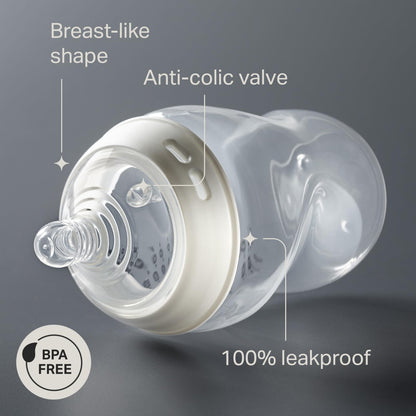 Tommee Tippee Set de Biberones Natural Start, Tetina Tipo Pecho, 0m+ | 12 Piezas, 2x150ml, 3x260ml, 1x340ml, Tetinas Flujo Lento, Medio y Espeso, Cepillo de Limpieza, Mamila Libre de BPA