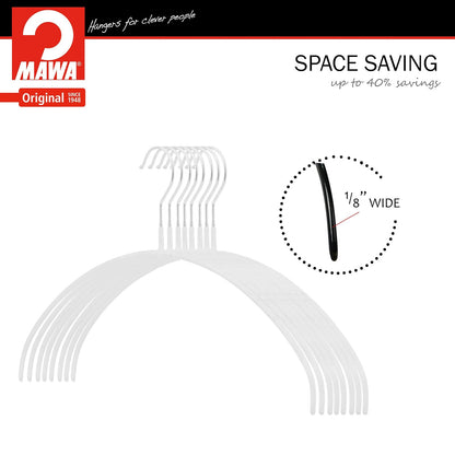 MAWA por Reston Lloyd Euro Series Ultra luz/Thin Antideslizante Space-Saving Clothes colgadero con Bar y Ganchos para Pantalones y Faldas, (Top Hanger), Blanco, 1