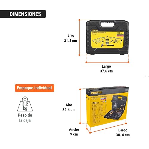 Pretul SET-109, Juego de herramientas con estuche, 109 piezas