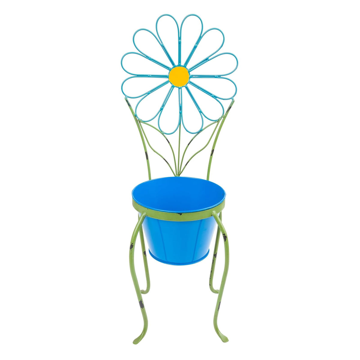 Alpine Corporation 24" Tall Blue Daisy Flower Planter with Stand Decoration Yard