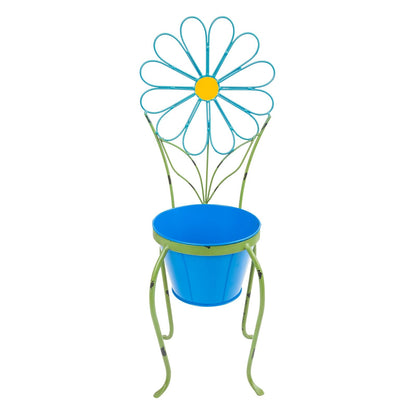 Alpine Corporation 24" Tall Blue Daisy Flower Planter with Stand Decoration Yard
