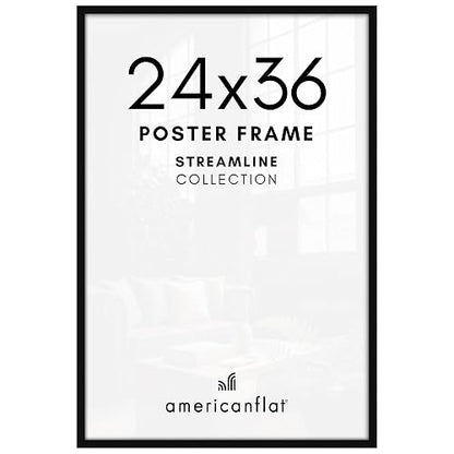 Americanflat Marco de fotos fino de 24 x 36 pulgadas, color negro con plexiglás pulido, formatos horizontales y verticales para pared
