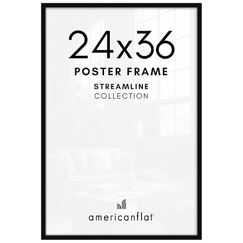 Americanflat Marco de fotos fino de 24 x 36 pulgadas, color negro con plexiglás pulido, formatos horizontales y verticales para pared