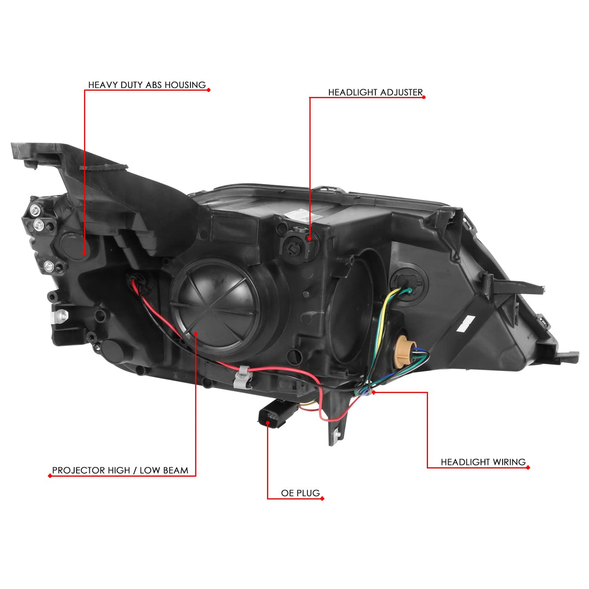 DNA MOTORING Faros Halógenos para Chevy Impala 2015-2019, Carcasa Negra, Reflector Ámbar, HL-OH-CI14-BK-AM