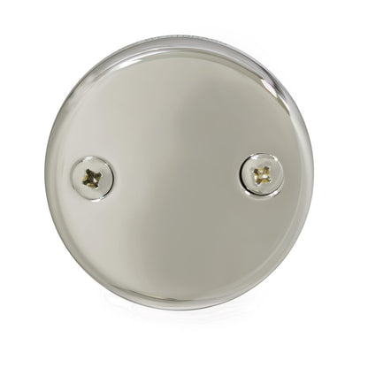 Westbrass Tapón de drenaje para bañera NPSM de rosca gruesa de 3,8 cm con placa frontal de desbordamiento de 2 agujeros, níquel pulido, R93-2-05, 1 paquete