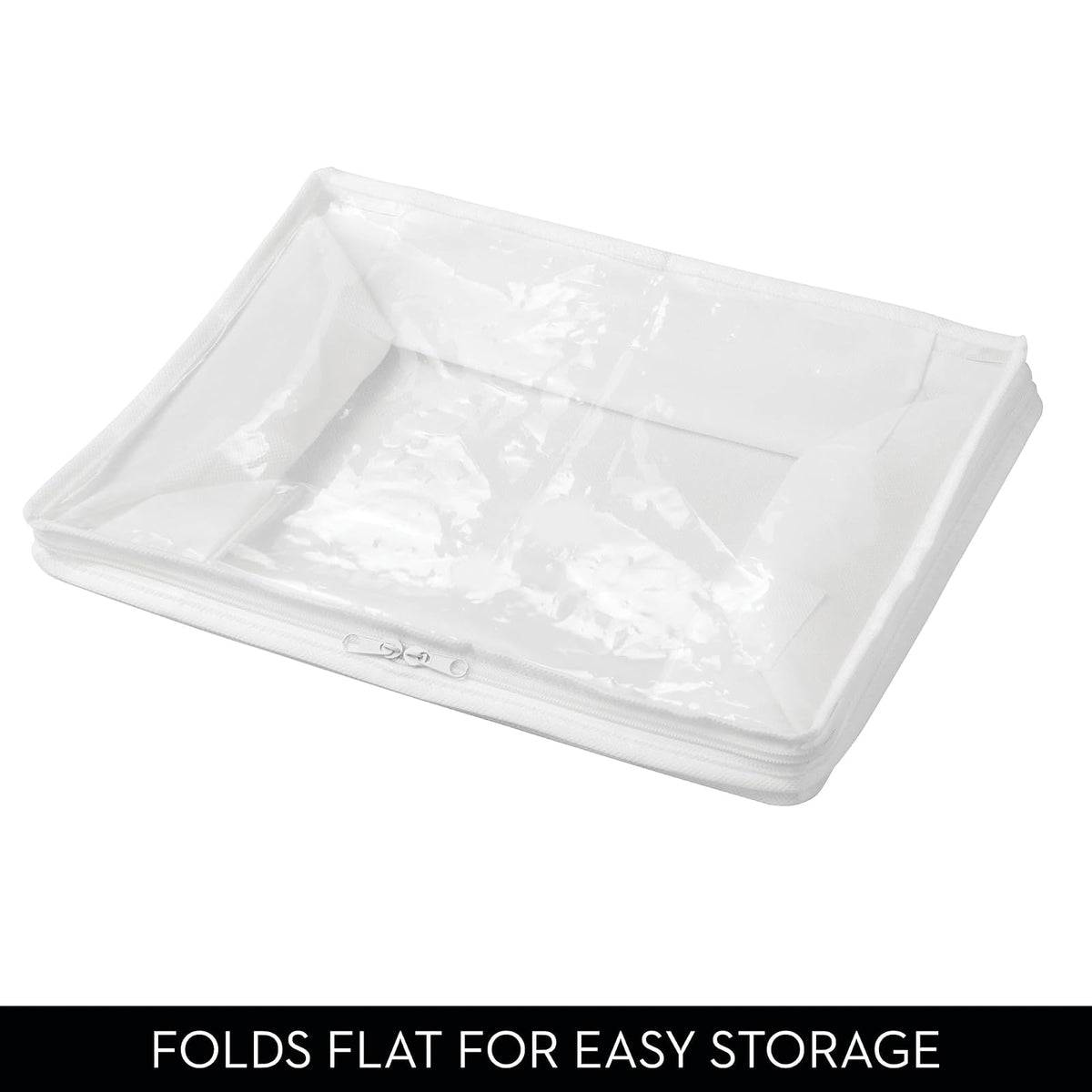 InterDesign 06260 Bolsas de cremallera de almacenamiento plegable de tela no tejida para ropa, Blanco, Grande, Paquete de 2
