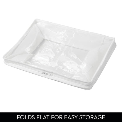InterDesign 06260 Bolsas de cremallera de almacenamiento plegable de tela no tejida para ropa, Blanco, Grande, Paquete de 2