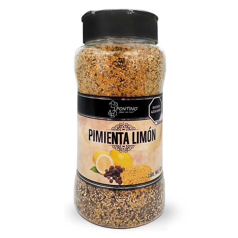 Pontino Pimienta Limón Calidad Gourmet con Tapa Flip Top - 420 g (Paquete de 1)