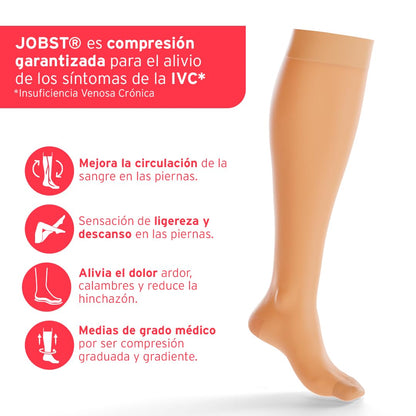 JOBST Ultrasheer Medias de compresión, Baja 15-20mmHg, Rodilla, Talla M | Punta cerrada, Color Sunbronze, Compresión de Grado Médico