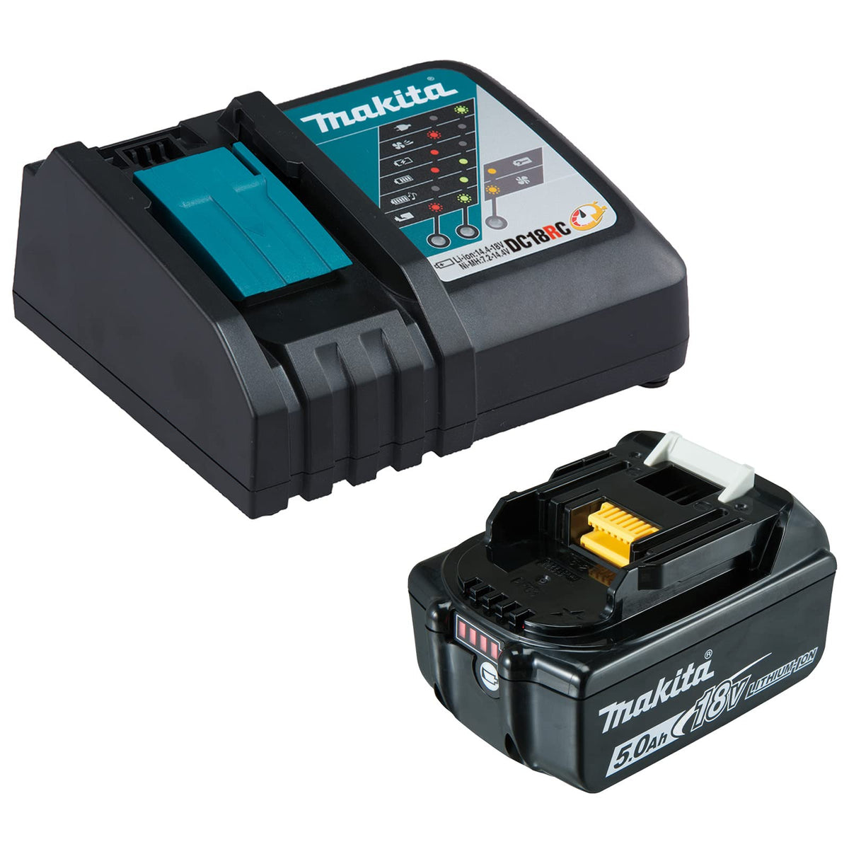 Makita Kit de 1 bateria 5.Ah BL1850B Litio-Ion y Cargador DC18RC 191L70-3