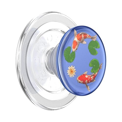 PopSockets - Empuñadura para teléfono MagSafe con Soporte, Soporte magnético, Parte Superior Intercambiable, sujeción Segura para iPhone MagSafe, teléfono y Tablet, Koi Pond