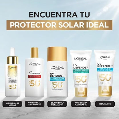 L'Oréal Paris Sérum Protector Solar Invisible FPS 50+ anti-manchas y lineas de expresión, 30ml
