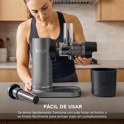 Ninja NeverClog Exprimidor de Prensa en Frío Control de Pulpa JC151 | NeverClog sin Atascos | Control de Pulpa a Tu Gusto | Jarra 710ml + Contenedor 1L
