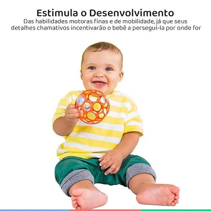 O Ball Bright Starts Rattle - Easy Grasp Toy - Red - 4", Ages Newborn +