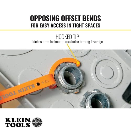Klein Tools 50900R Juego de llaves de bloqueo de conductos, aprieta y afloja las tuercas de seguridad en espacios reducidos, 1/2, 3/4 y 1 pulgada, curvas de compensación, 3 piezas