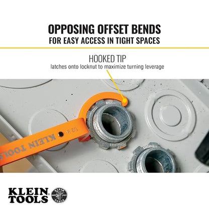 Klein Tools 50900R Juego de llaves de bloqueo de conductos, aprieta y afloja las tuercas de seguridad en espacios reducidos, 1/2, 3/4 y 1 pulgada, curvas de compensación, 3 piezas