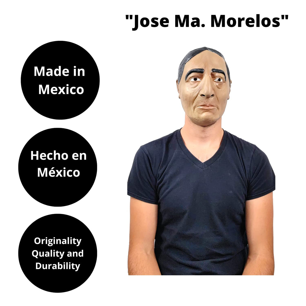 Benito Juarez, Máscara de Ex Presidente Mexicano, Máscaras de Personajes Ideal para Fiestas de Disfraces y Día de Muertos