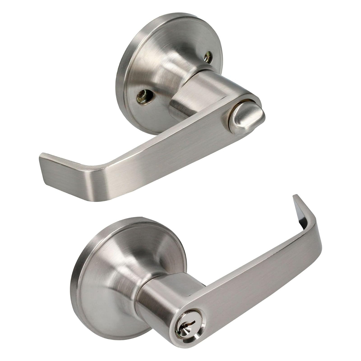 Lock 22MA Lock Manija tubular rect func recámara acabado níquel satina, color, pack of/paquete de 1