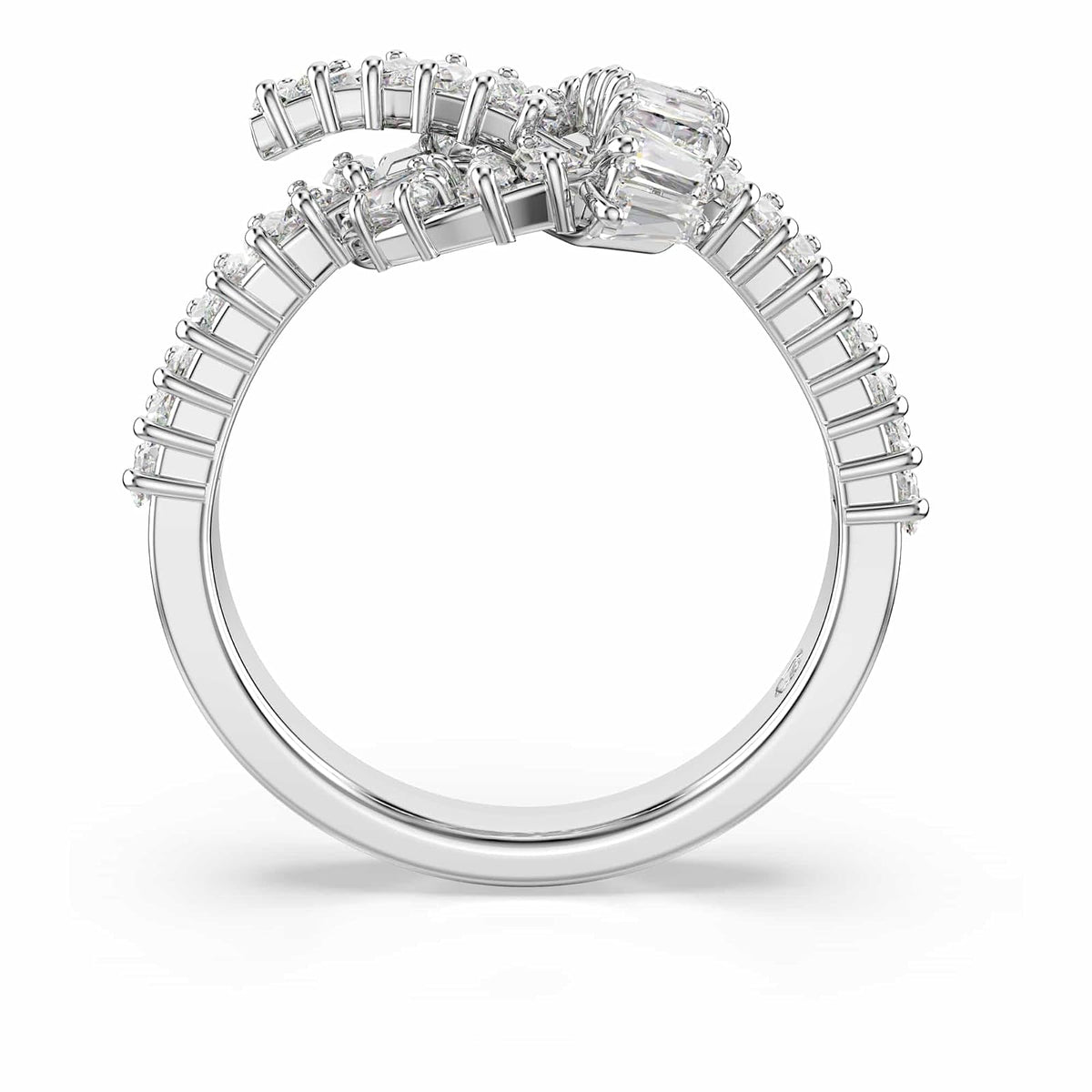 Swarovski Matrix Kollektion Ring, Baguetteschliff, Knoten, Weiß, Rhodiniert