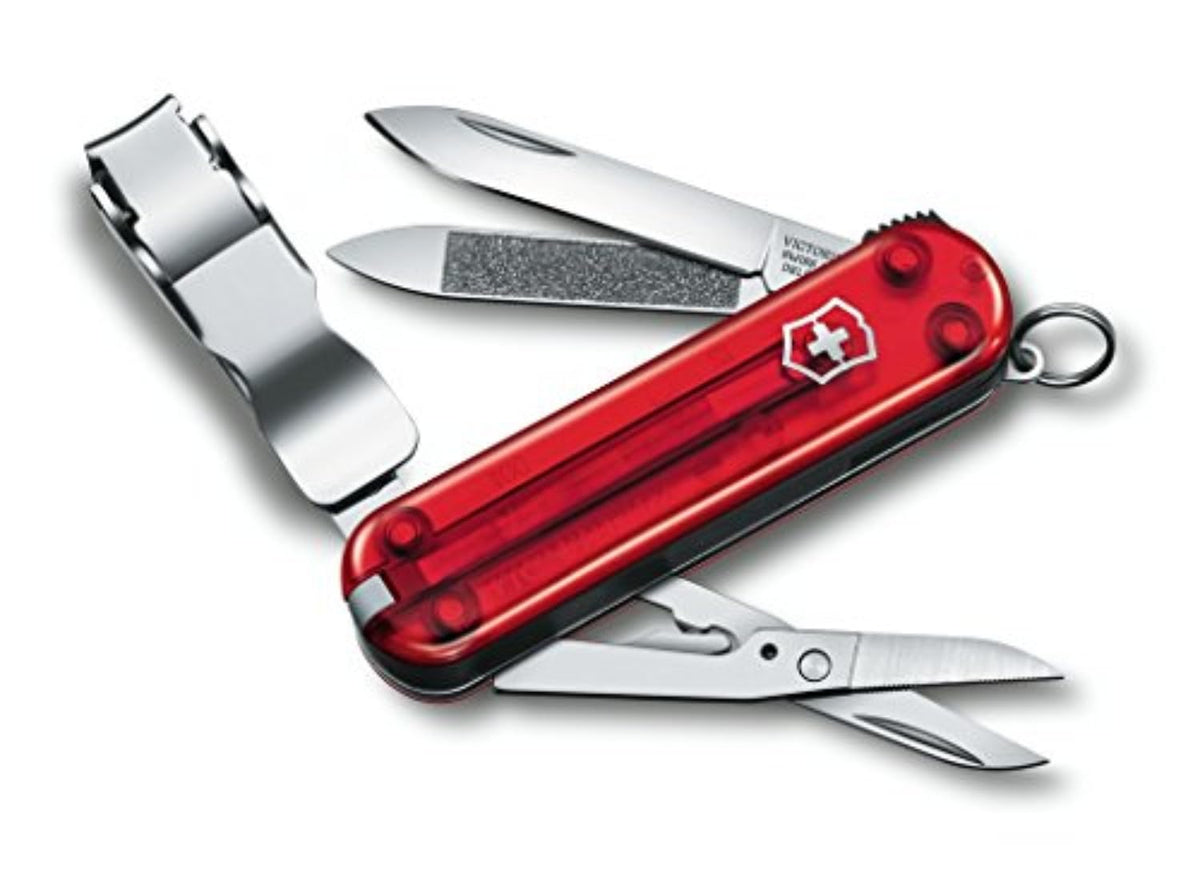 Victorinox Nail Clip 580, color Rojo Transparente, 8 Usos