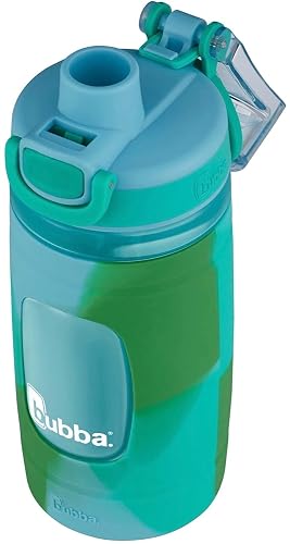 bubba. Flo Kids Botella de agua, 16 onzas, hielo de vidrio con caramelo de roca y lavado de color kiwi