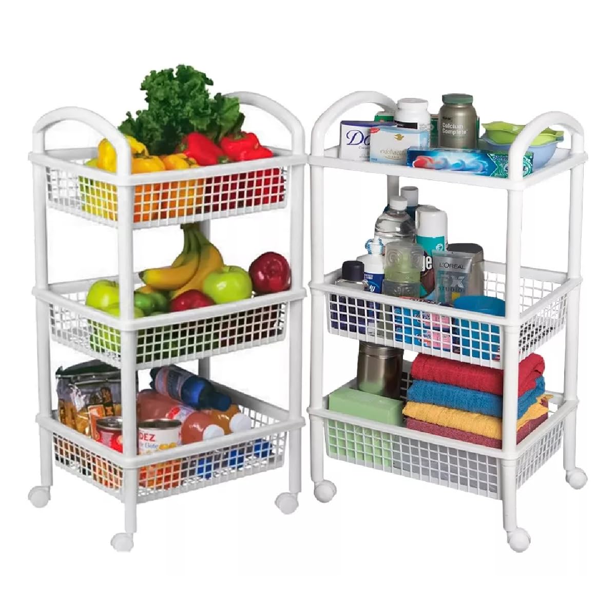 Italhome Estante De 3 Niveles con Ruedas, Organizador De Almacenaje Multiusos Carrito De Cocina Blob