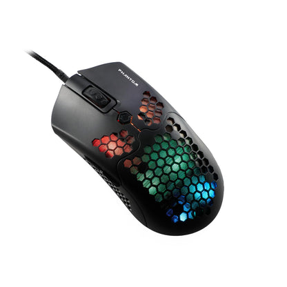 Gaming Naceb Mouse Gamer Phantom NA-0954 RGB con Cable USB - Mouse dpi Ajustable hasta 10000 para PC Gaming con 6 Botones Programables - Negro