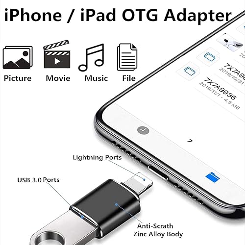 PAINICA Adaptador Lightning Macho a USB 3.0 Hembra OTG Cable [Certificado Apple MFi] USB OTG convertidor de sincronización de Datos para iPhone/iPad/iPod