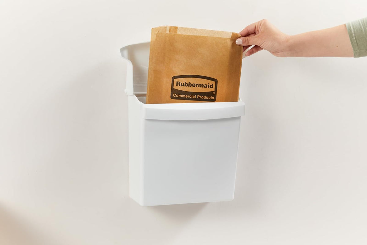 Rubbermaid Commercial Products – Bolsas de Papel Encerado para Receptáculo Sanitario, Repuesto para Contenedor de Desechos de Baño, Paquete de 250 Piezas, Blanco FG6141000000