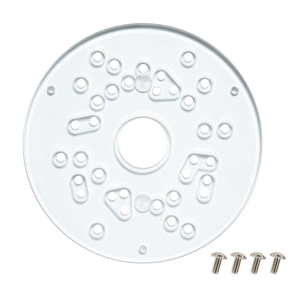 POWERTEC 71381 5-3/4" Universal Trim Router Base Plate | Comes with Installation Screws | Solid 1/4" (6.36mm) Thick Clear Hardened Acrylic | Predrilled Hole Patterns for Easy Install onto Your Router