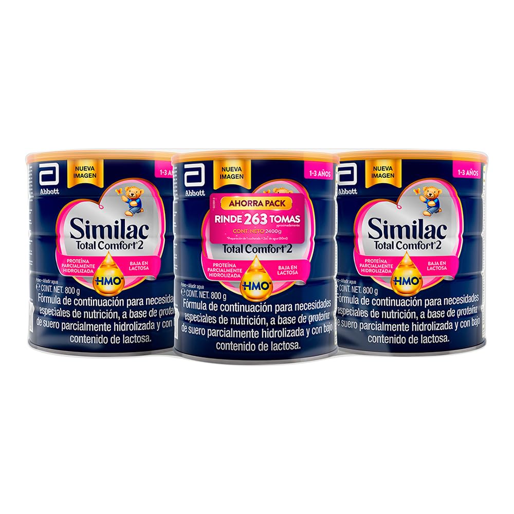 SimilacTotal Comfort 2 Fórmula Baja en Lactosa Pack 2.4 kg | Fórmula Etapa 2 para niños de 1 a 3 años con necesidades especiales de nutrición con proteína parcialmente hidrolizada