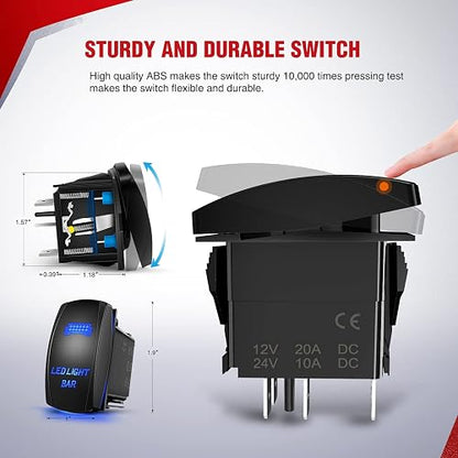 Nilight Barra de luz LED Arnés de cableado Kit 14 AWG Heavy Duty 12 V interruptor láser de 5 pines On Off Interruptor impermeable relé de potencia hoja fuse-2 Leads, 2 años de garantía