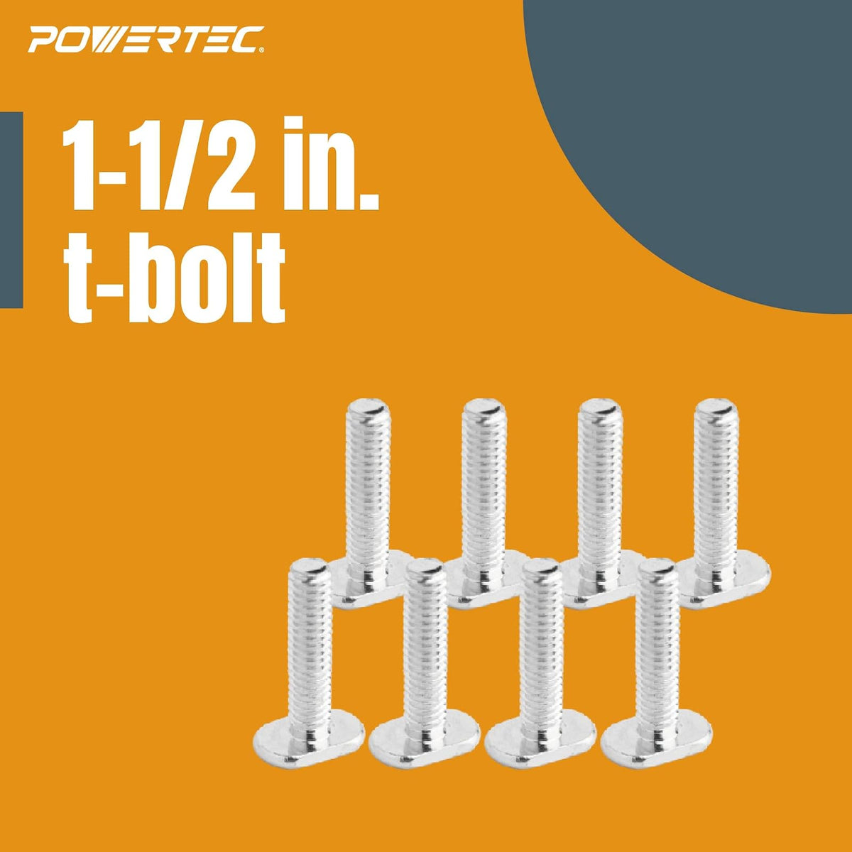 POWERTEC 71481 T - Juego de pomos de riel con perilla de 7 estrellas, pernos y arandelas roscados de 1/4-20, paquete de 10, pernos de riel en T, accesorios de riel en T para plantillas y accesorios de