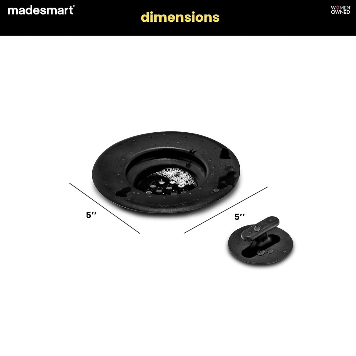 Madesmart - Colador de drenaje de dos piezas y tapón, borde de agarre suave, fácil de quitar y limpiar, se pliega para un almacenamiento cómodo, pequeño, de carbono