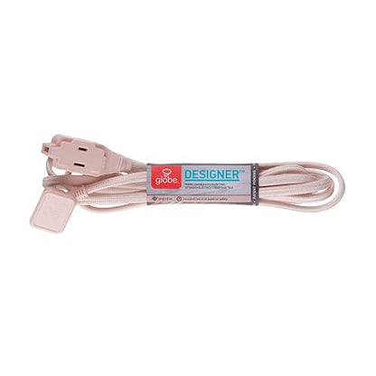 Cable de extensión de tela Globe Electric, serie de diseñador, 2.74 m, Rosado pálido