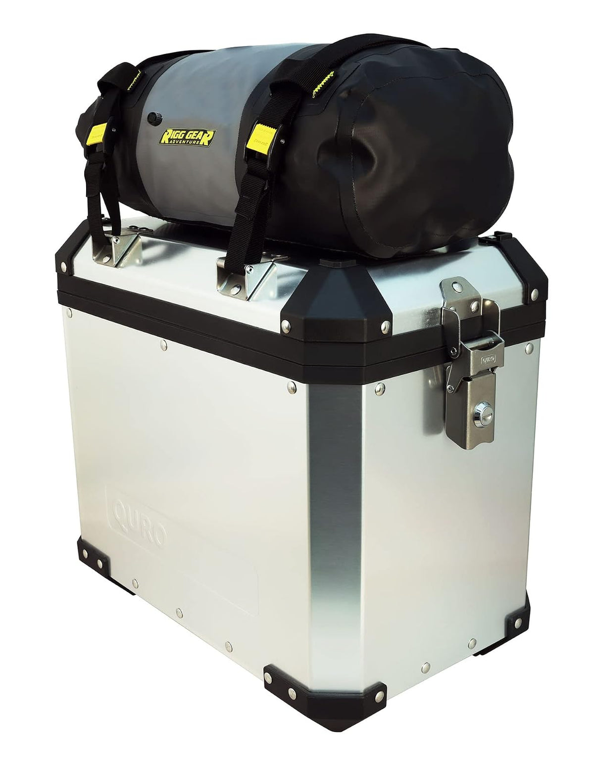 Nelson-Rigg Hurricane - Bolsa impermeable para rollo seco de 10 L, tapa enrollable, incluye correas para fijar al vehículo, válvula de purga de aire negro/gris