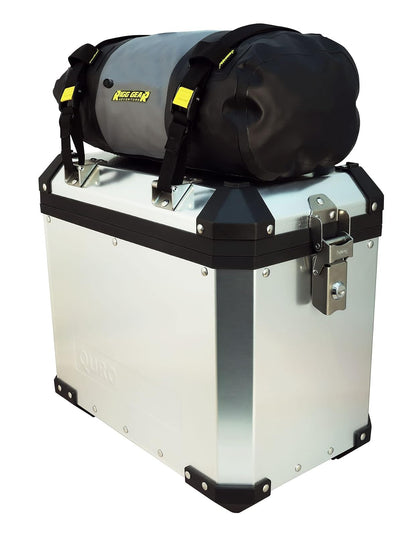 Nelson-Rigg Hurricane - Bolsa impermeable para rollo seco de 10 L, tapa enrollable, incluye correas para fijar al vehículo, válvula de purga de aire negro/gris