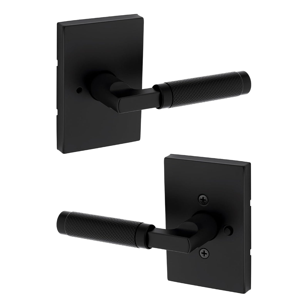 Kwikset Prava Manija para Puerta, Moleteada, Varios Acabados - Mate negro - Privacidad