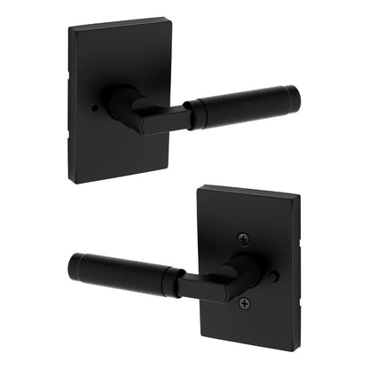Kwikset Prava Manija para Puerta, Moleteada, Varios Acabados - Mate negro - Privacidad